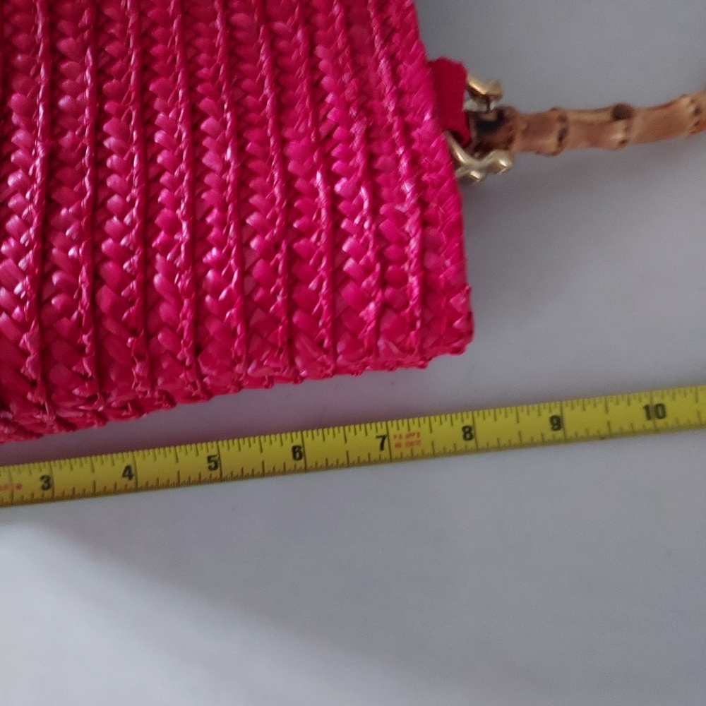 WHEAT STRAW Women's Handbag With Bamboo Handles Color Red - Picture 8 of 8